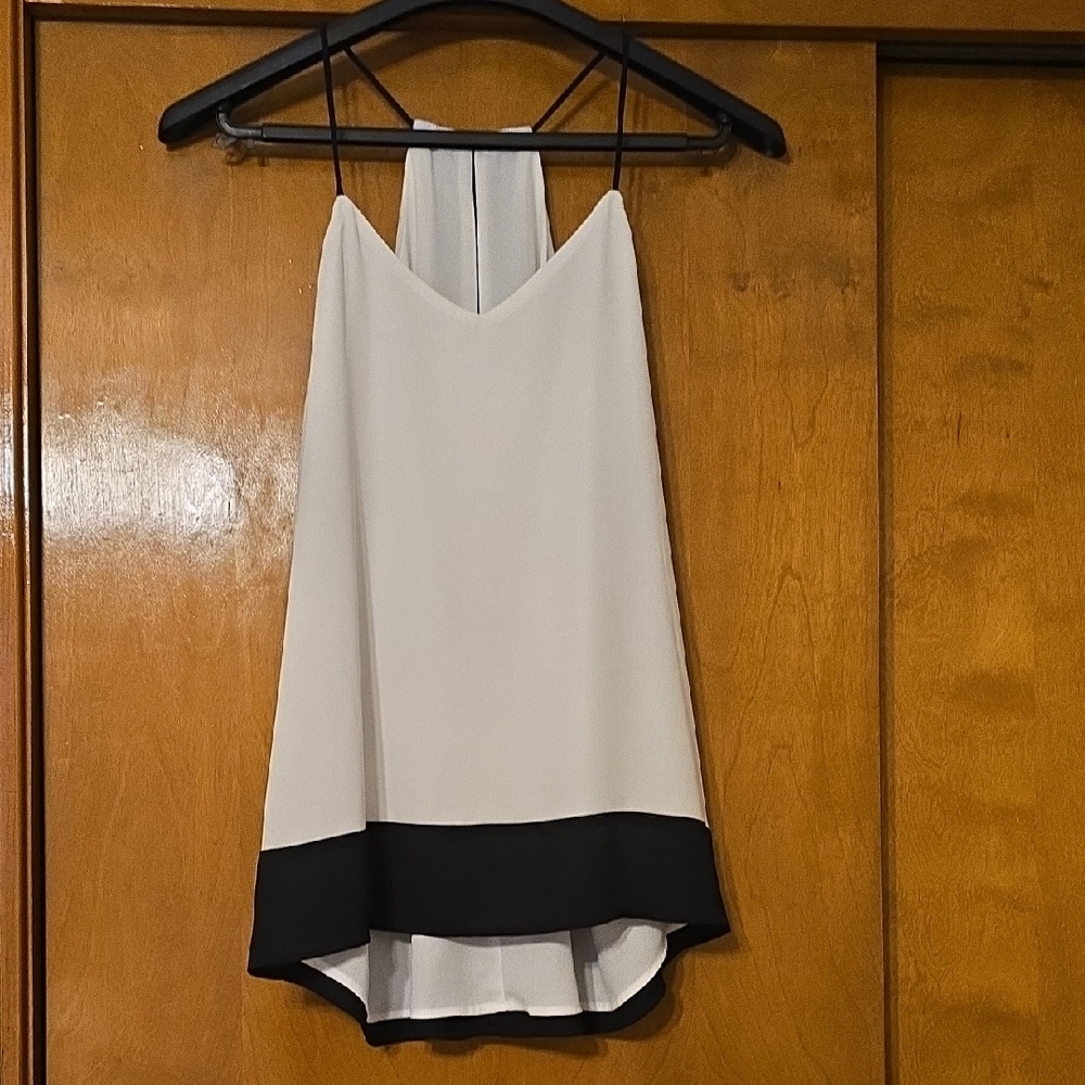 Express Two-Tone Cream and Black Spaghetti-Strap Cami